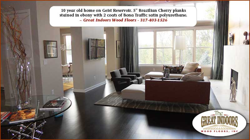 Indianapolis Geist Reservoir home wood flooring of brazilian cherry with ebony stain