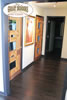 Home entry hall with dark wood floors