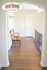 Wood floor and ornate stair rail in Indianapolis home