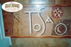 Wood inlay mosaic set in the floor of a popular Indianapolis restaurant