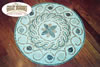 Wood tile mosaic inlaid into wood floor